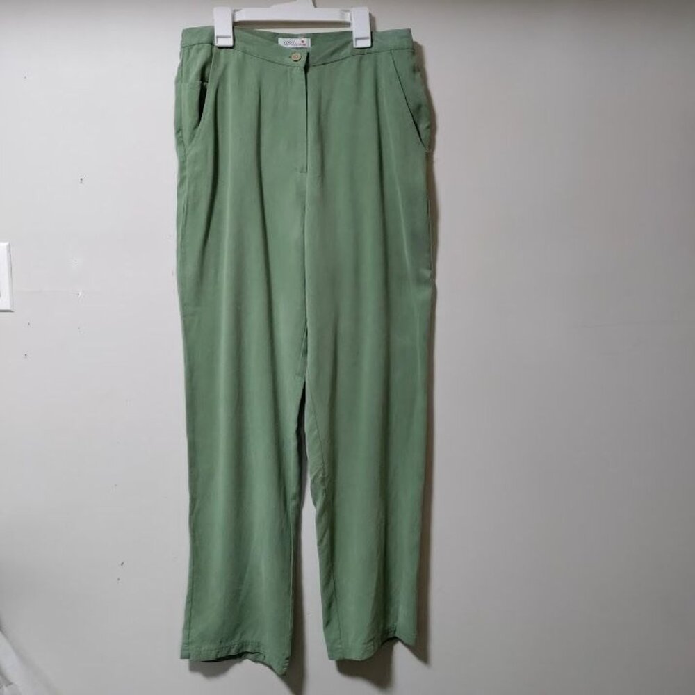 NWOT UbU I'll Be Me Lagenlook Artsey Boho Hippie Tencel Trouser Pants Green M/30 - Picture 3 of 11